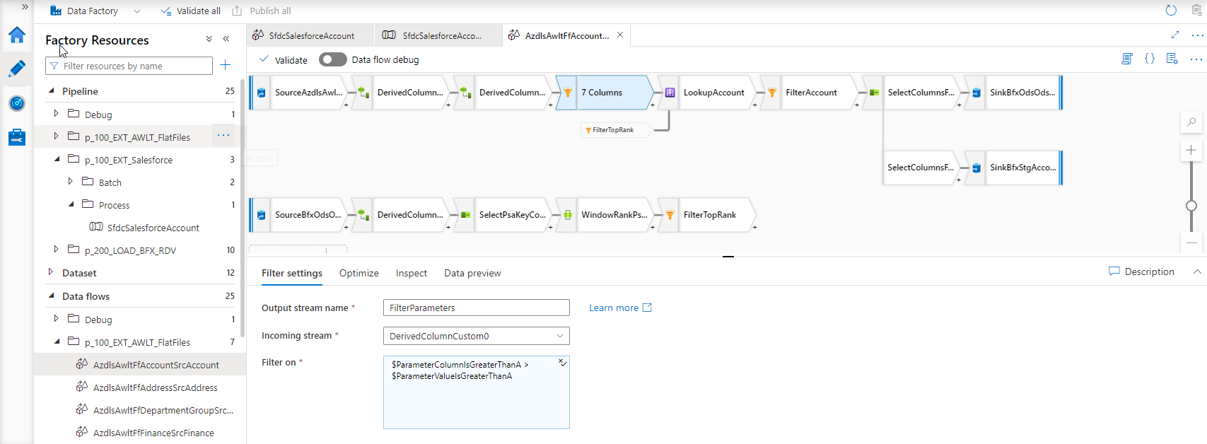 Parameter-driven filtering in Mapping Data Flows