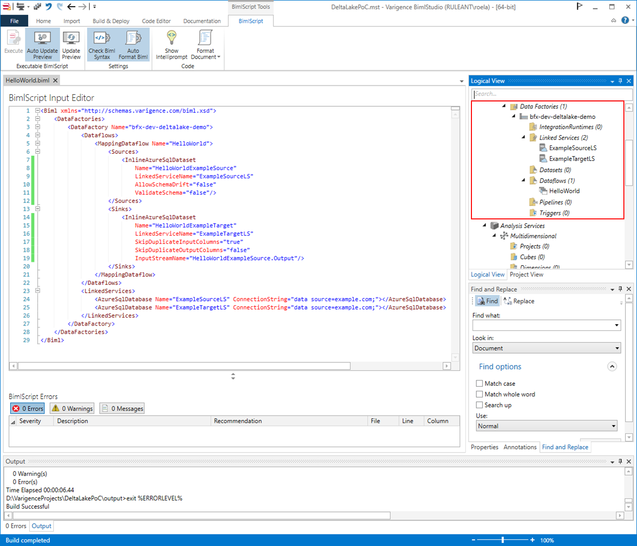 Data Flow Mappings in BimlStudio