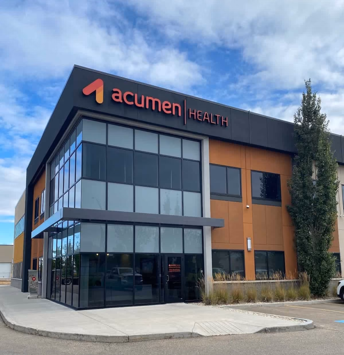 Acumen Health Clinic in edmonton from the outside on a sunny day