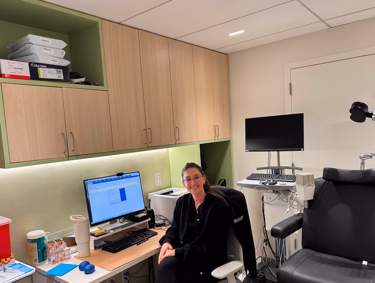 Patient consultation at the New York Headache Center.