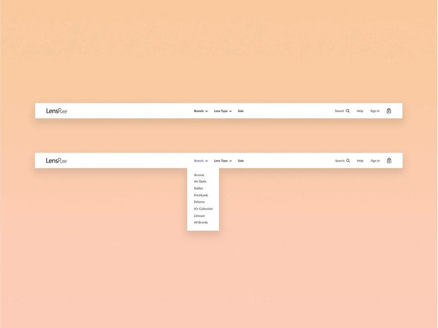 Navigation image of the lenspure website