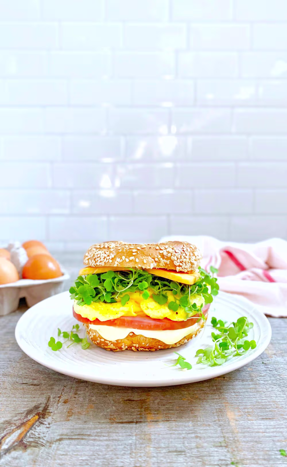 Ham & Micro Arugula Breakfast Bagel
