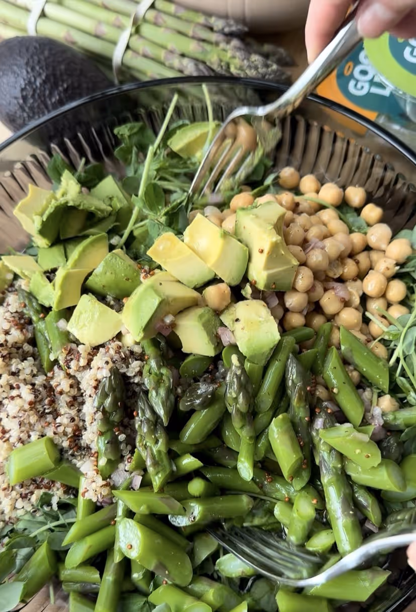 Protein-Packed Pea Shoot & Asparagus Salad