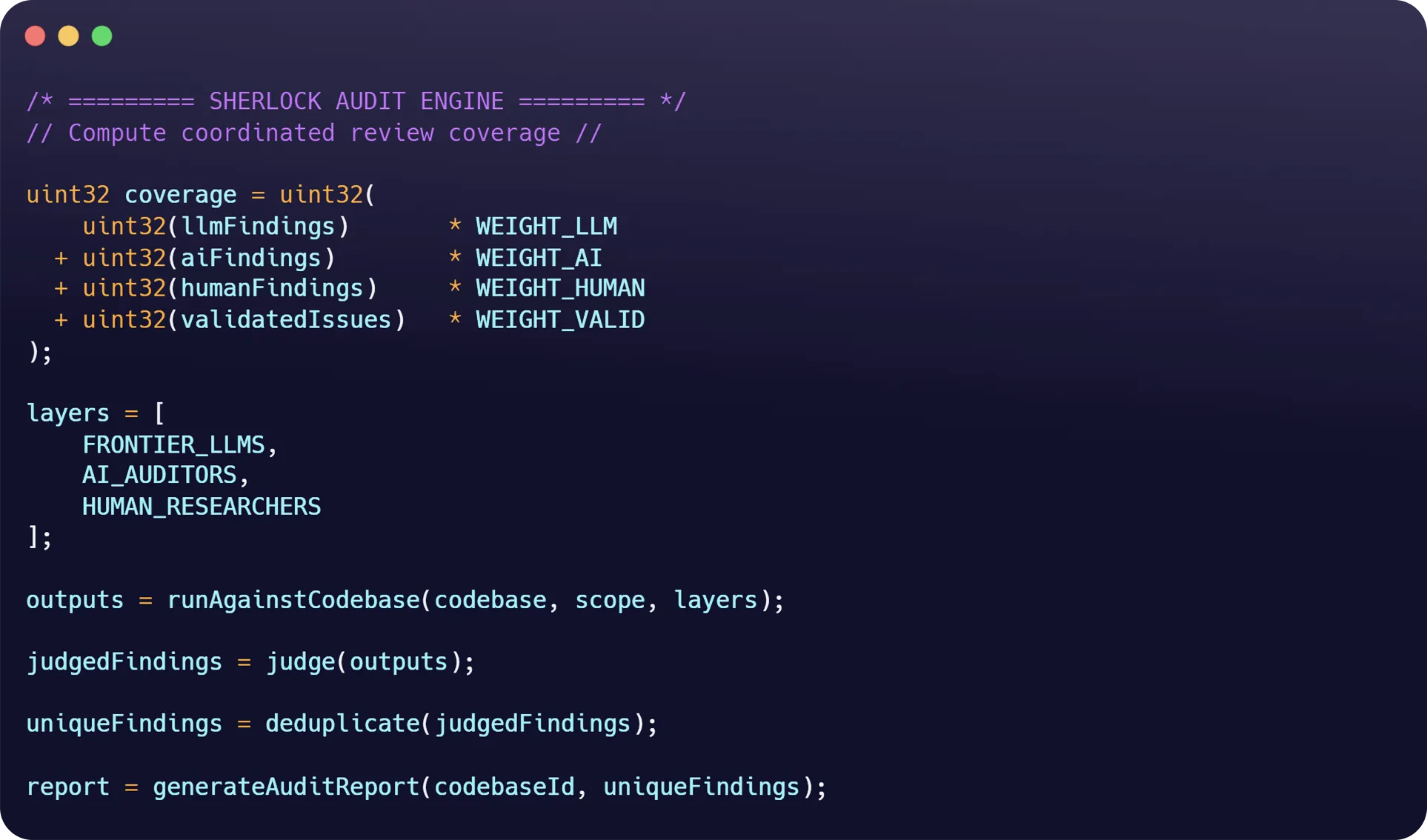 Sherlock Audit Engine code editor