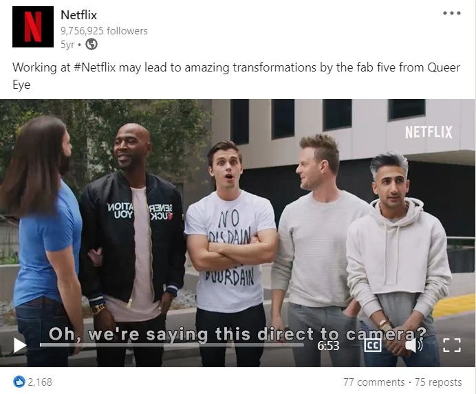 Netflix approaches social media job posting via a fun video.