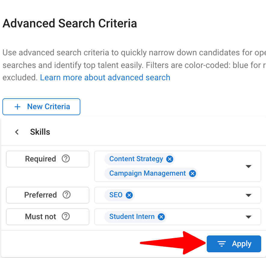 Manatal’s Advanced Search Criteria Function