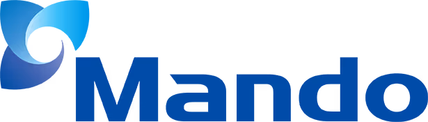 Blue and black stylized logo with a circular swirl design on the left and the text 'Mando' to the right.