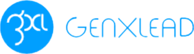 Genxlead company logo with blue circular icon and stylized text.