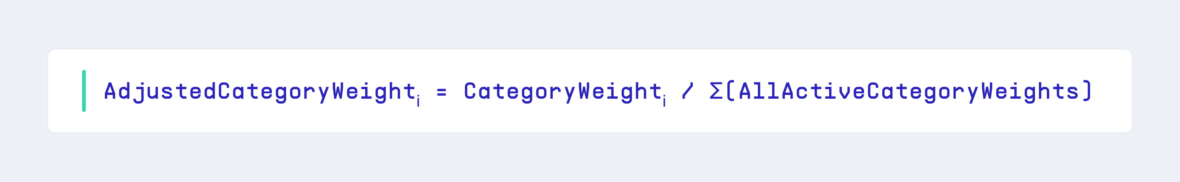 Adjusted Category Weight: redistribute missing-category weight across active categories