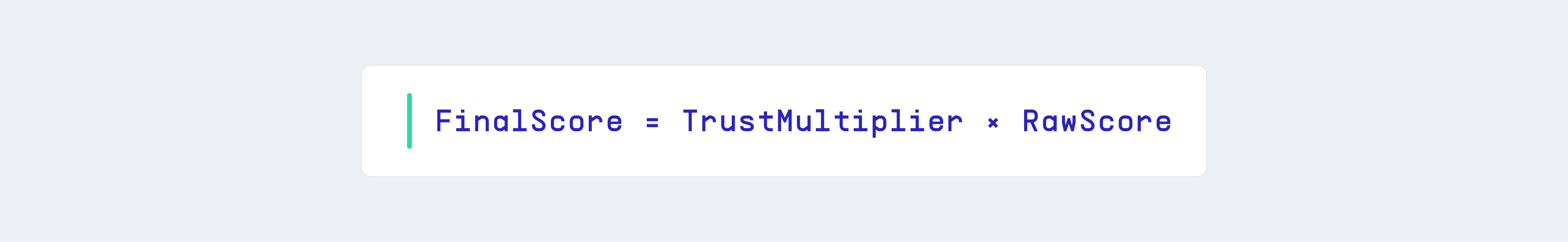 FinalScore: RawScore multiplied by Trust Multiplier