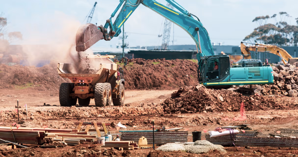 Vehicles on construction site