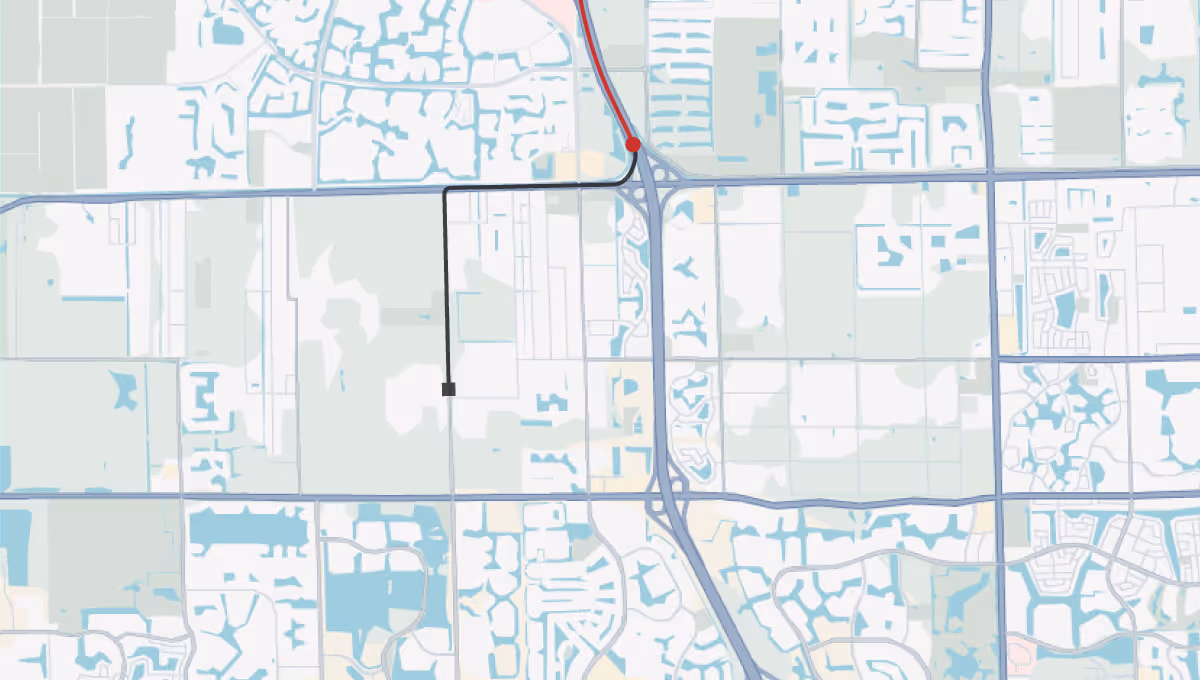 Map with trace of current location of the vehicle and its final destination
