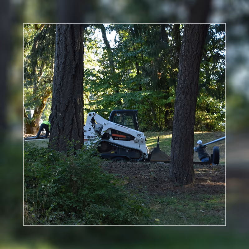 Forestry workers sharing machinery