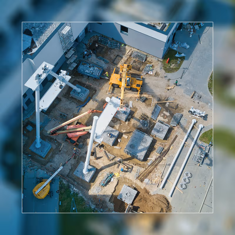 Areal view of construction site
