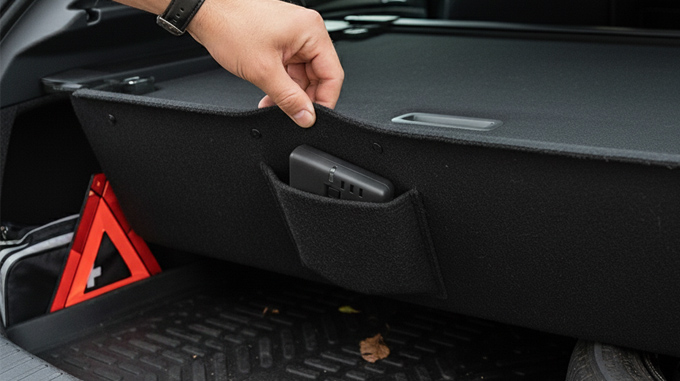 Rastreador GPS SmartBox Mini instalado discretamente no interior de um carro
