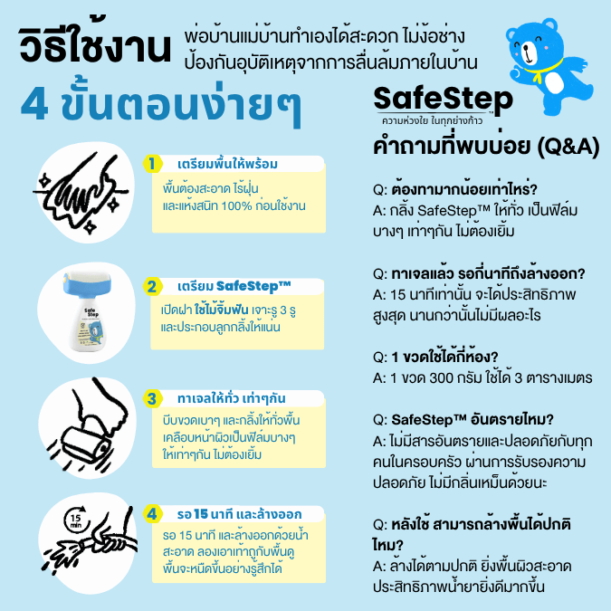 4 ขั้นตอนง่ายๆ วิธีใช้น้ำยากันลื่น SafeStep