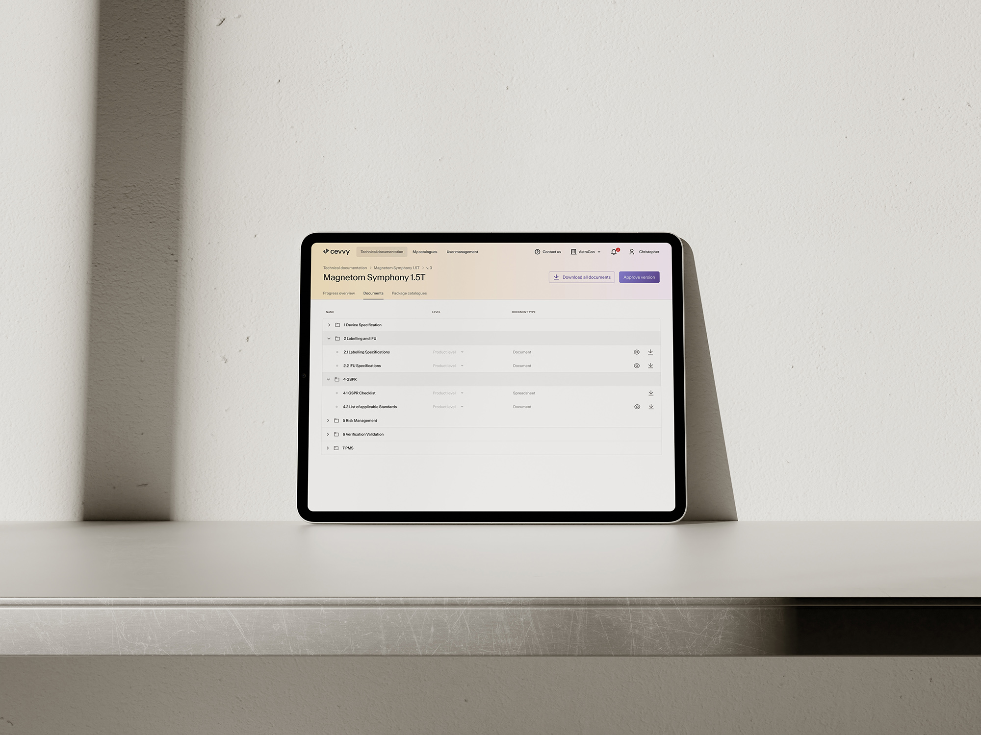 An ipad showing off the user interface of the cevvy app