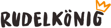 Rudelkönig Logo in schwarz mit goldener Krone