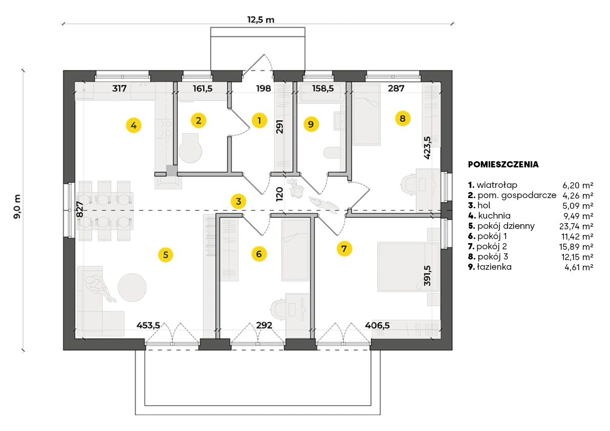 MABUDO - Rzuty MAB002, nowoczesny dom prefabrykowany z betonowych paneli