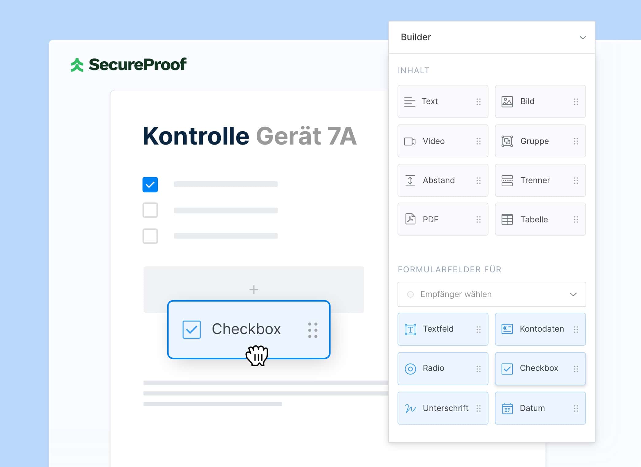 Paperless drag & drop Baukasten zum Erstellen von Dokumenten, Formularen und Verträgen
