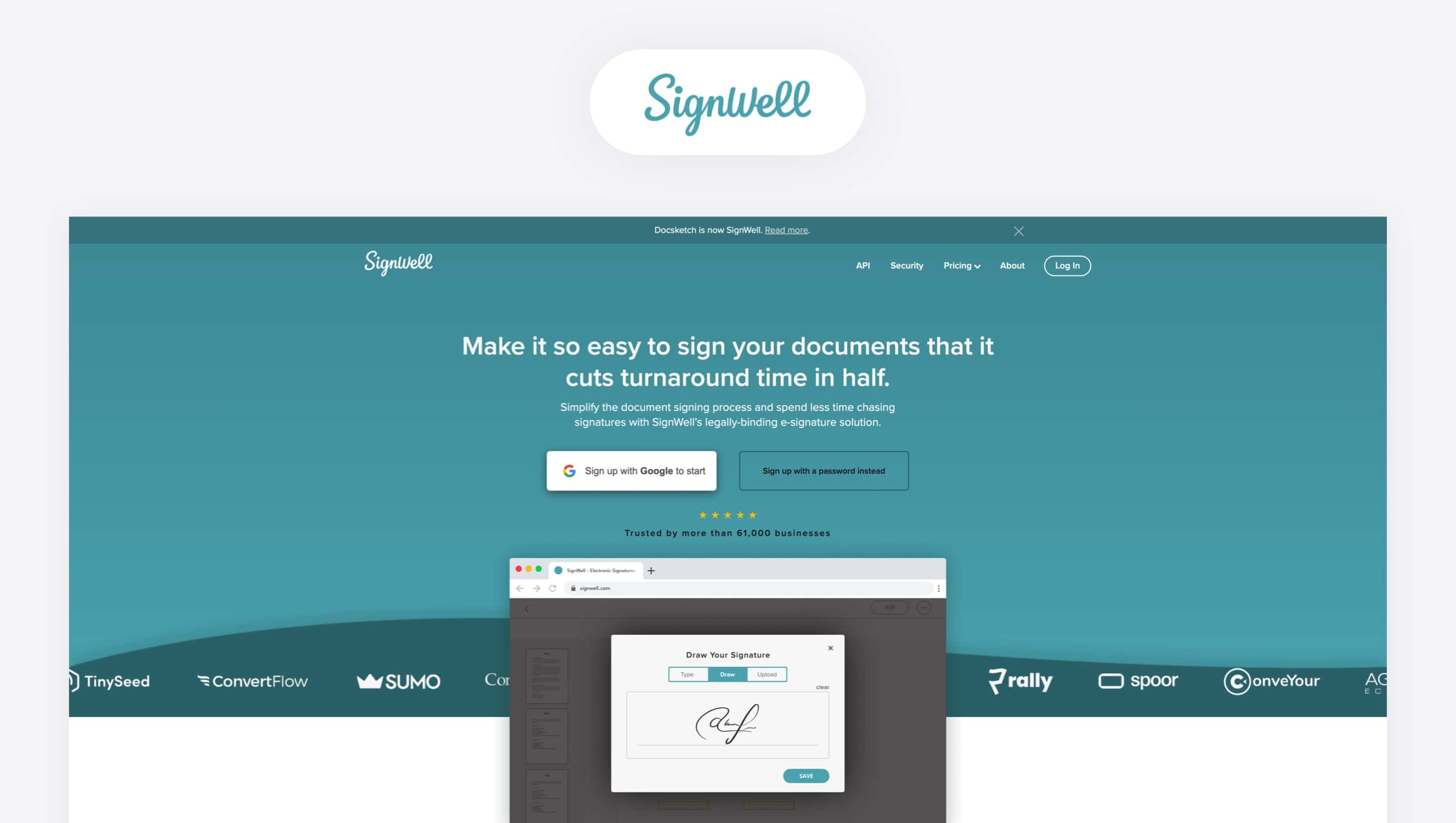 Display of Adobe Acrobat Sign logo and website landing page