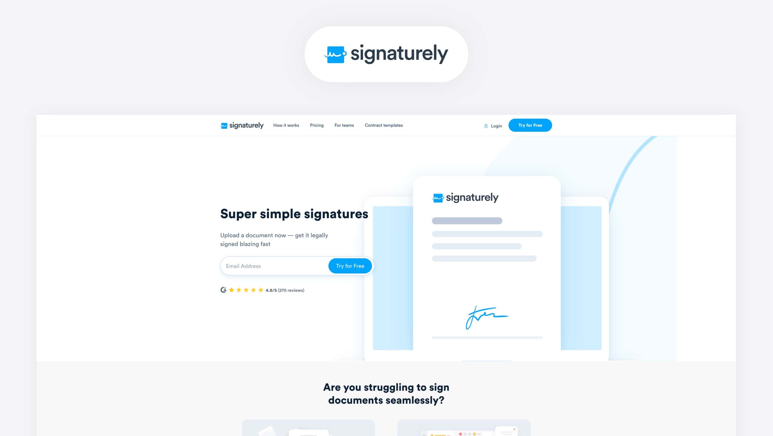 Display of signNow logo and website landing page
