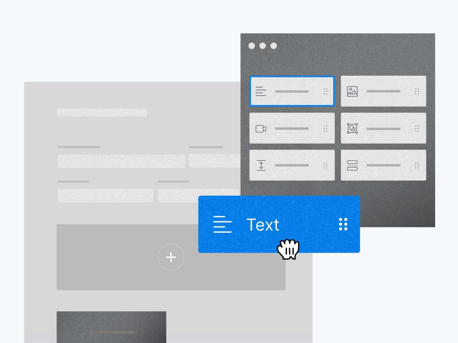 Illustration des Paperless Drag and Drop Builders. Es wird ein Textfeld aufgezogen.