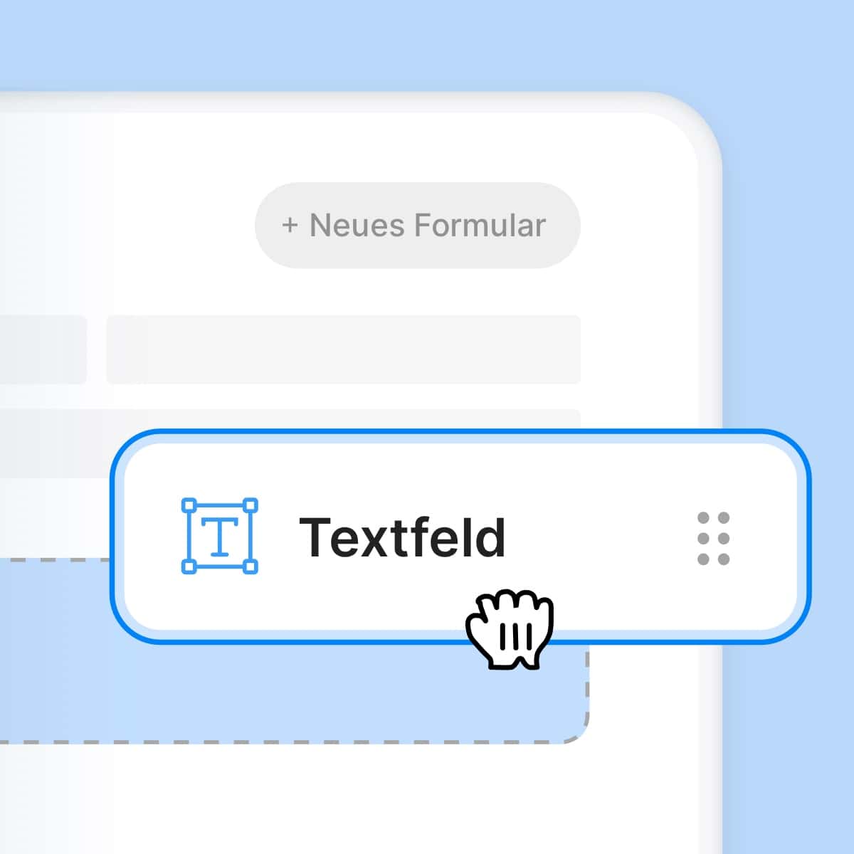 Paperless Oberfläche auf der per Drag & Drop Methode ein neues Textfeld in ein Formular gezogen wird.