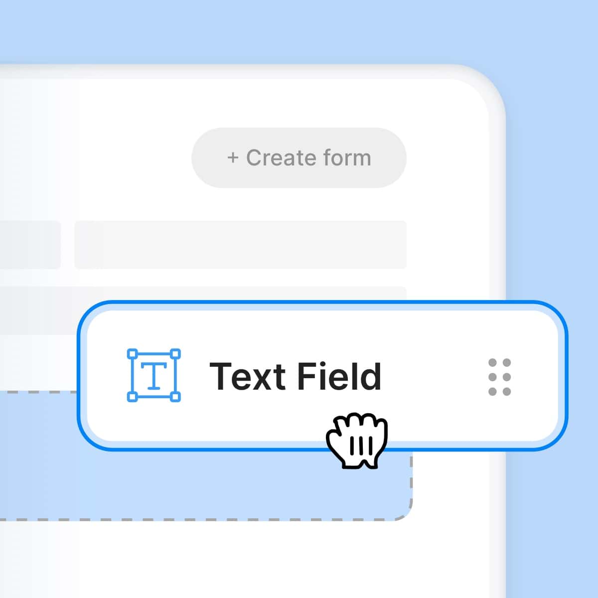 Paperless interface on which a new text field is dragged and dropped into a form.