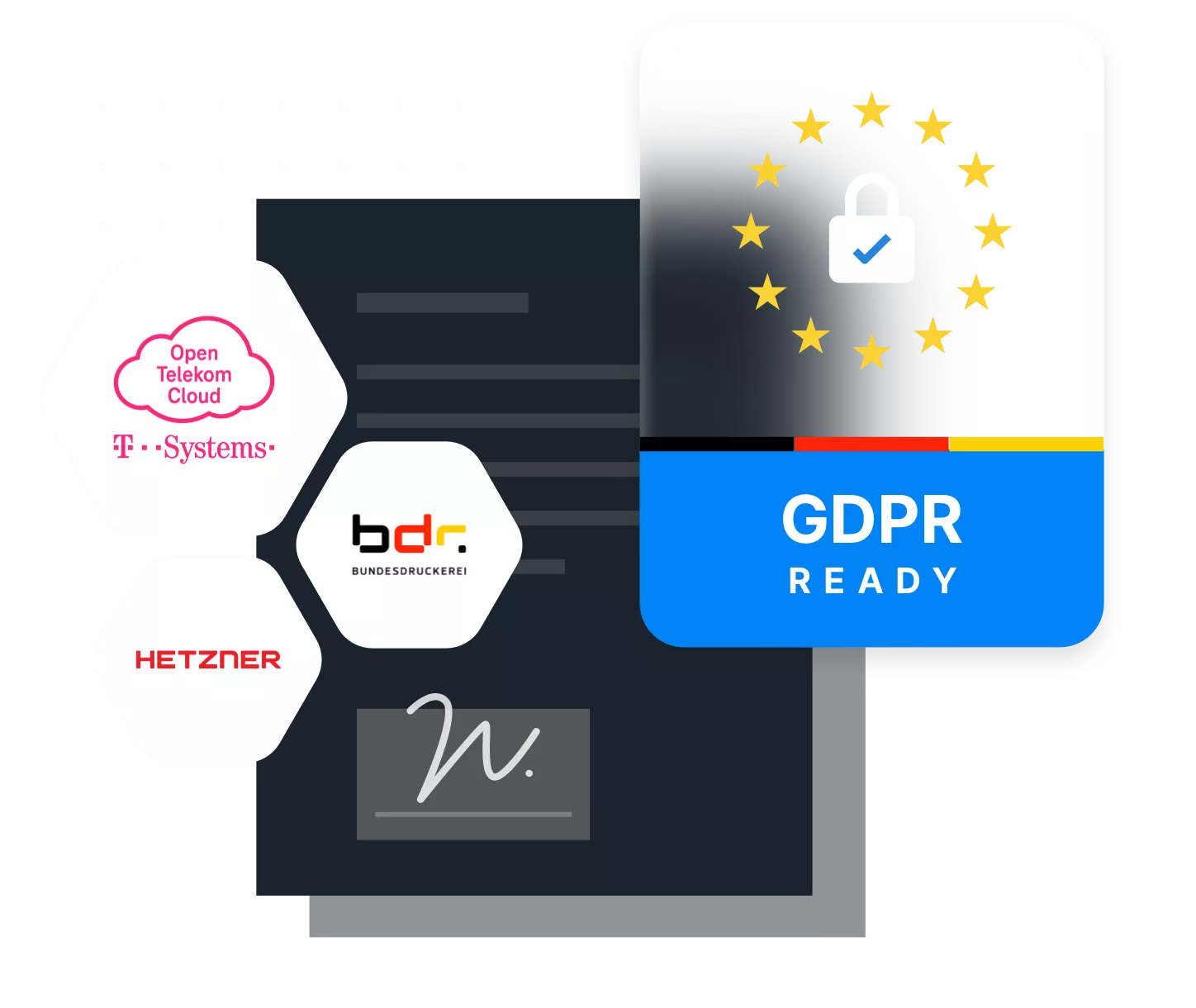 Schematic document. Above this is a GDPR certification.
