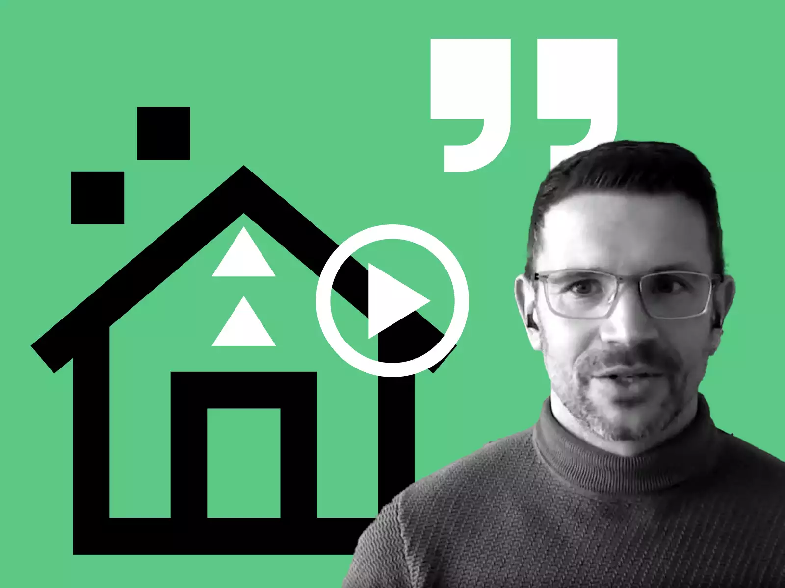 Collage of a photo by Stefan Prill of Strategis AG and icons relating to the real estate industry