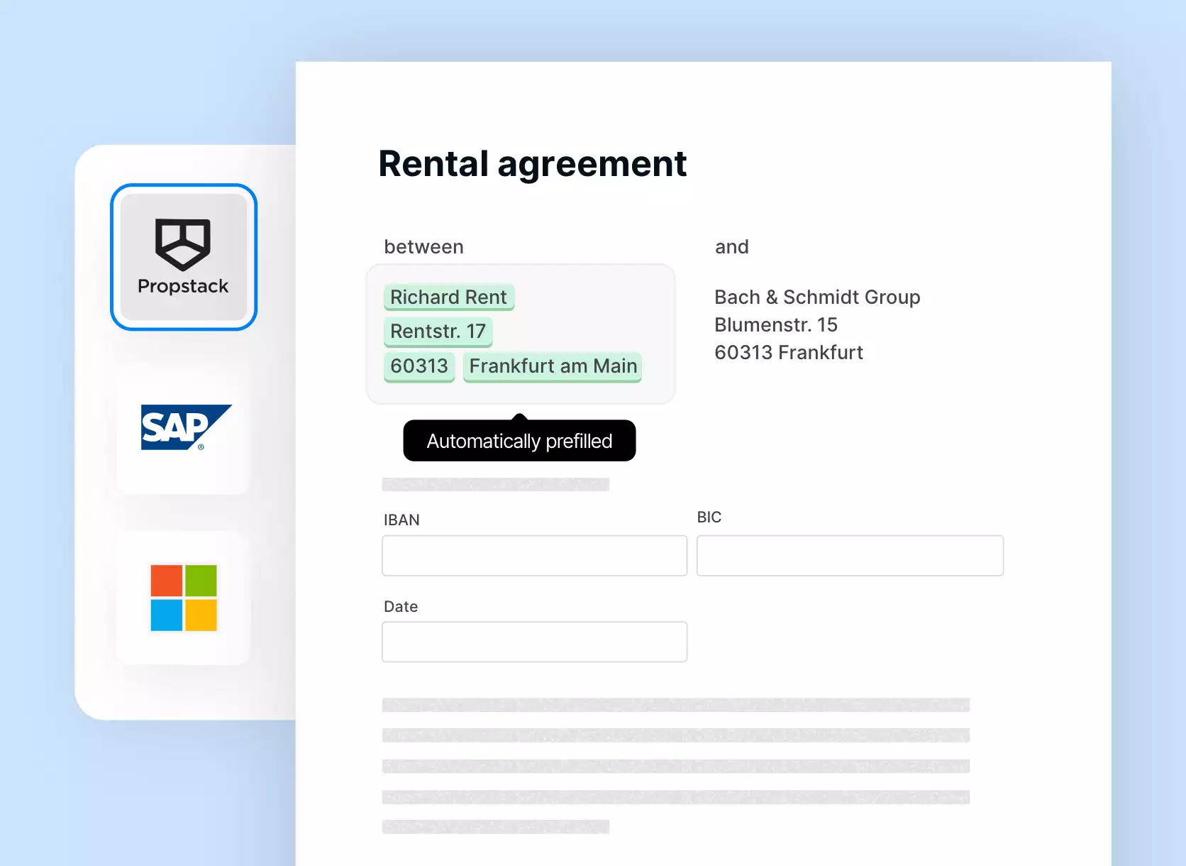 Real estate form being automatically prefilled with data from other applications 
