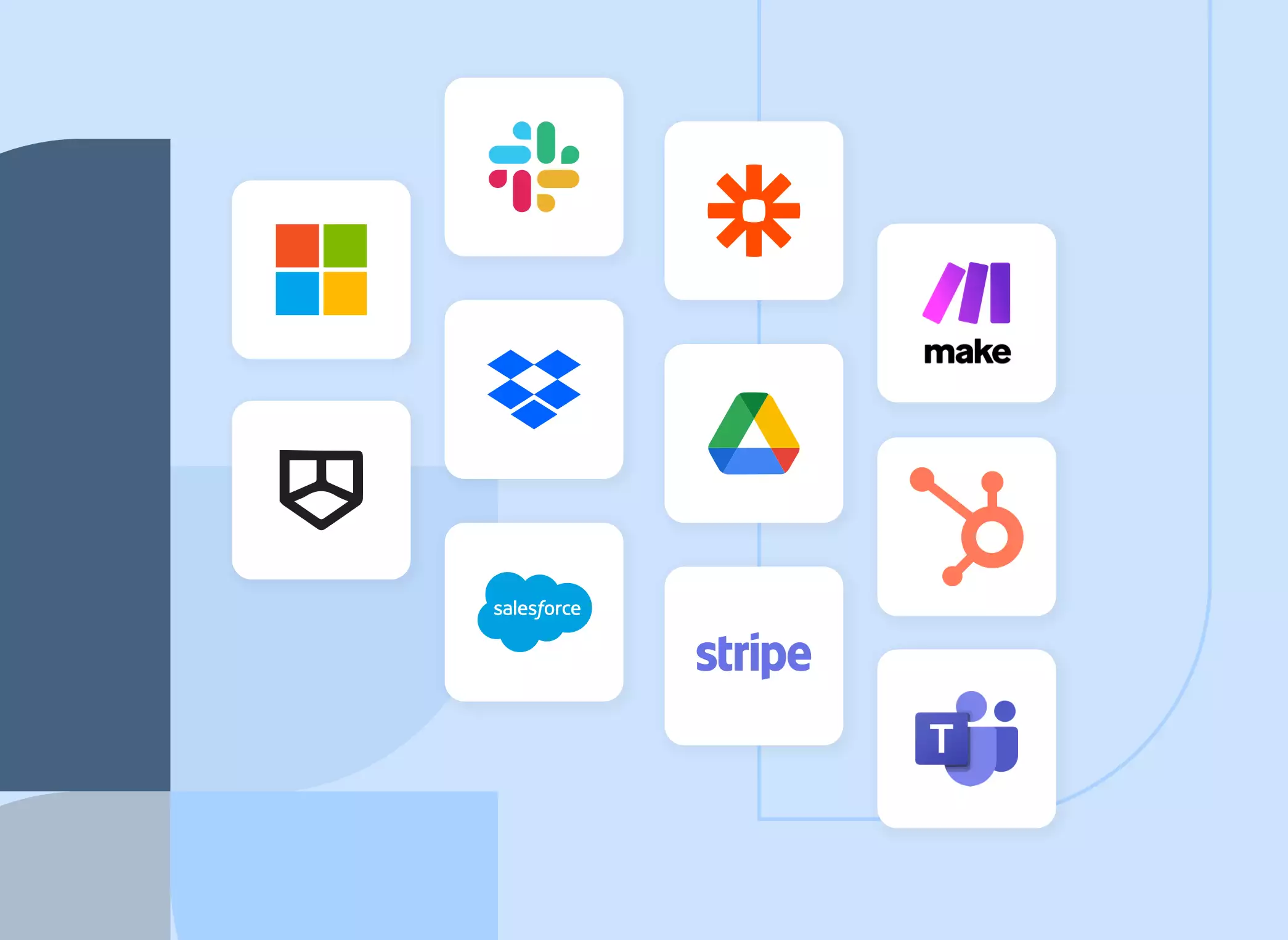 Integrationsmöglichkeiten mit bestehenden Prozessen über Paperless. Als Beispiele werden Microsoft Teams, Slack, Dropbox, Drive, Propstack und viele weitere gelistet.