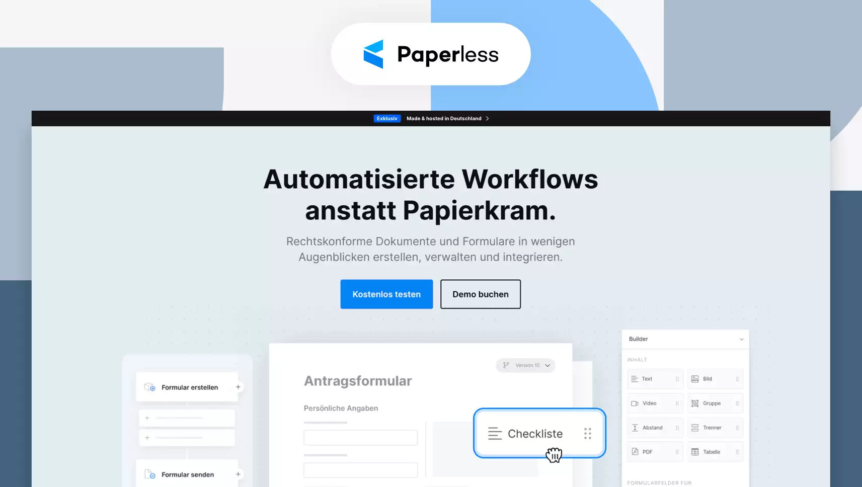Screenshot of Paperless.io website landing page