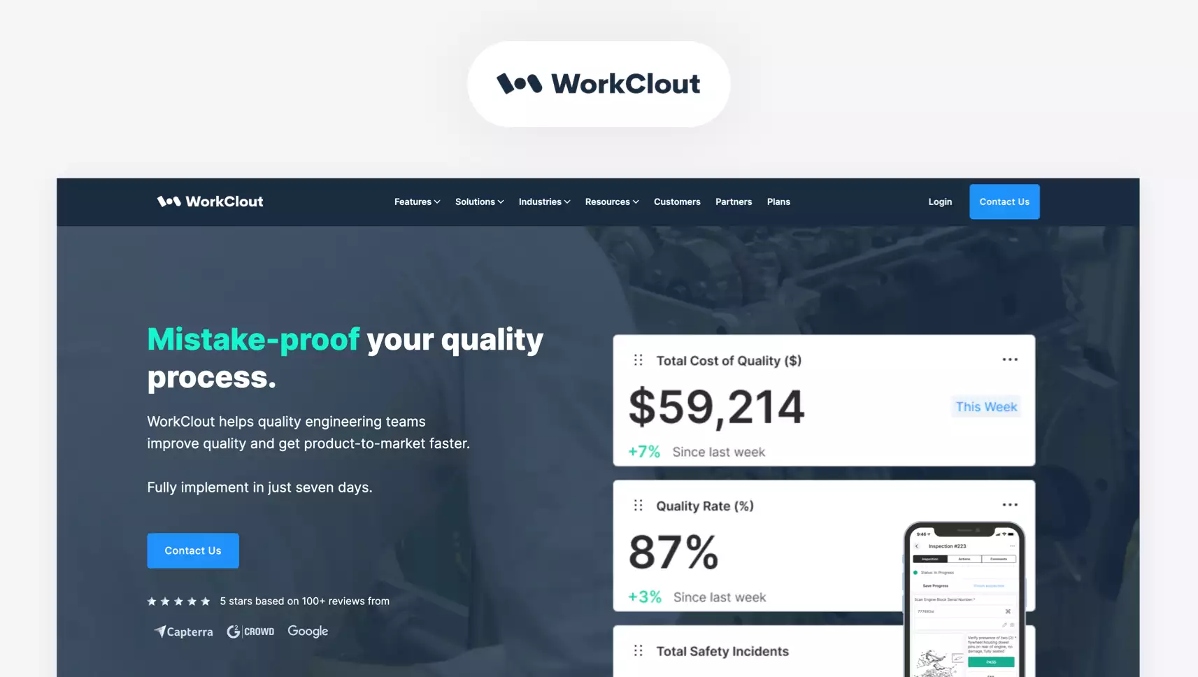 Snapshot of WorkClout website landing page