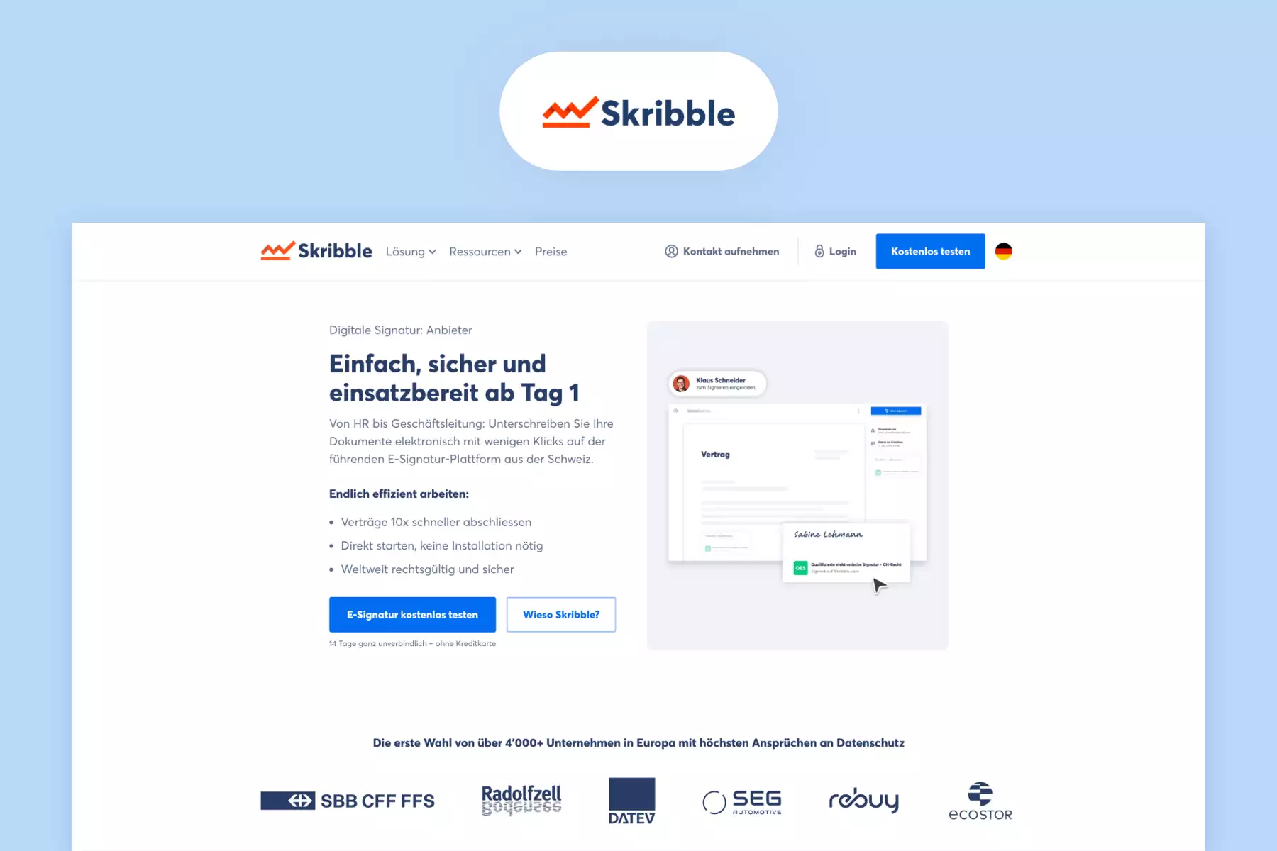 Skribble website landing page and logo