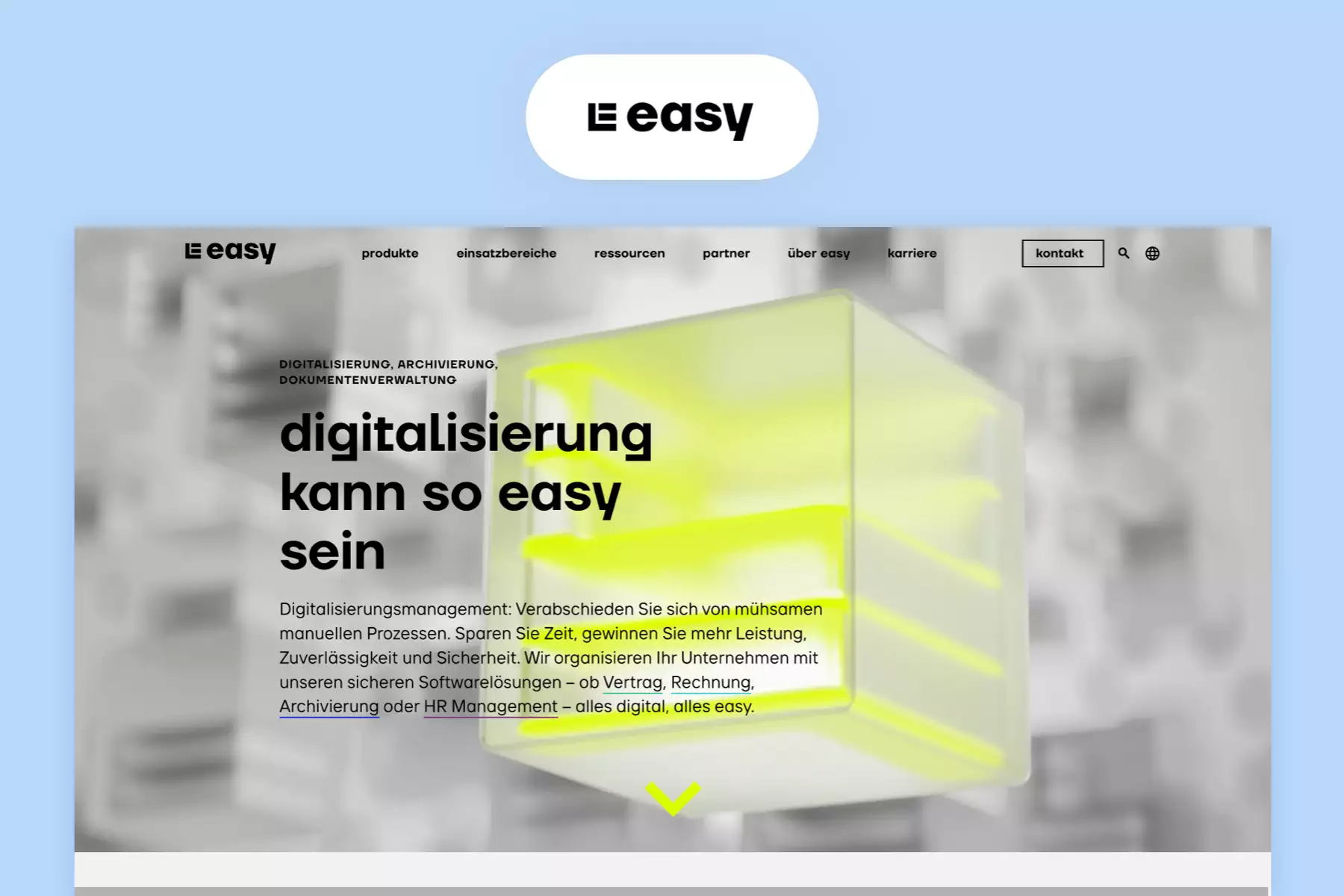 Display of Easy Software logo and website landing page