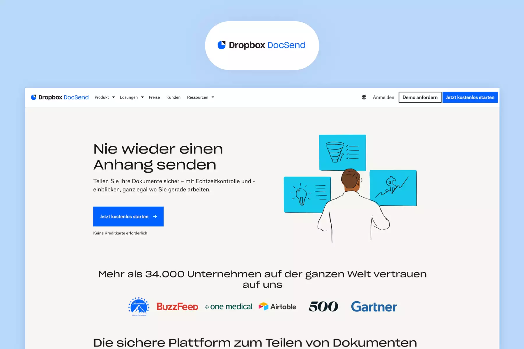 Display of DocSend logo and website landing page