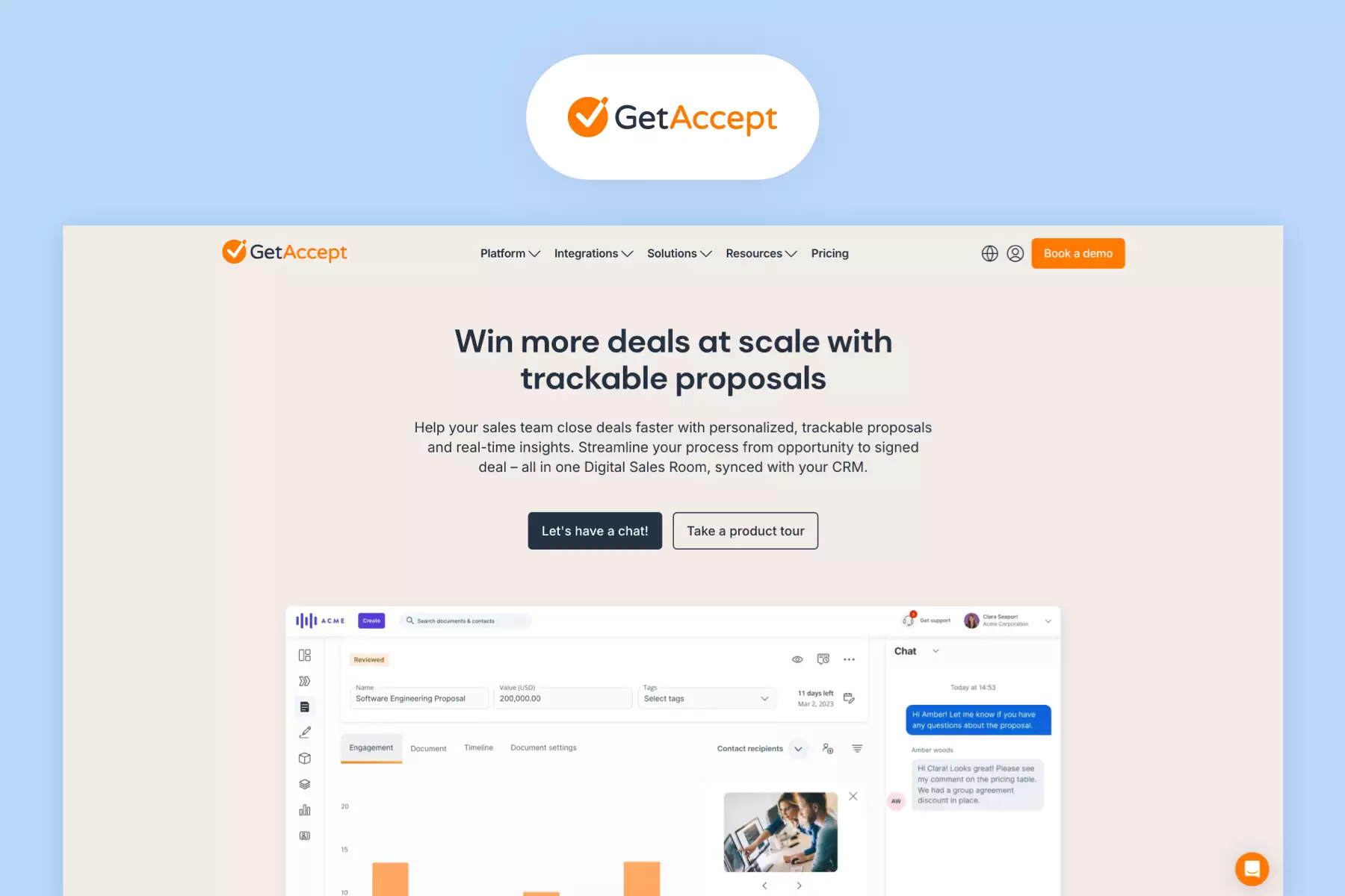 Display of Get Accept logo and website landing page