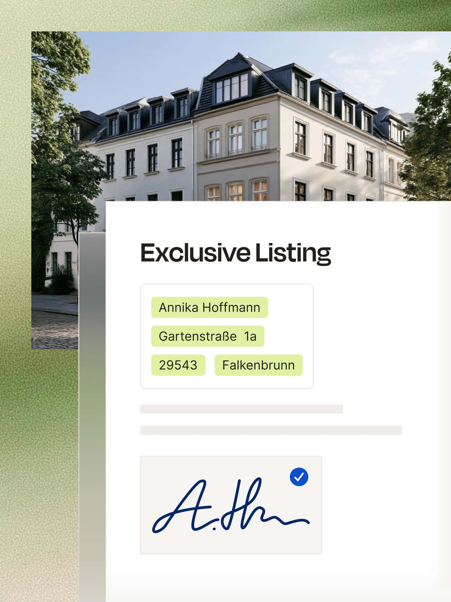 Benutzeroberfläche einer Software zeigt E-Signatur mit blauem Unterschrifts-Symbol und Suchleiste.