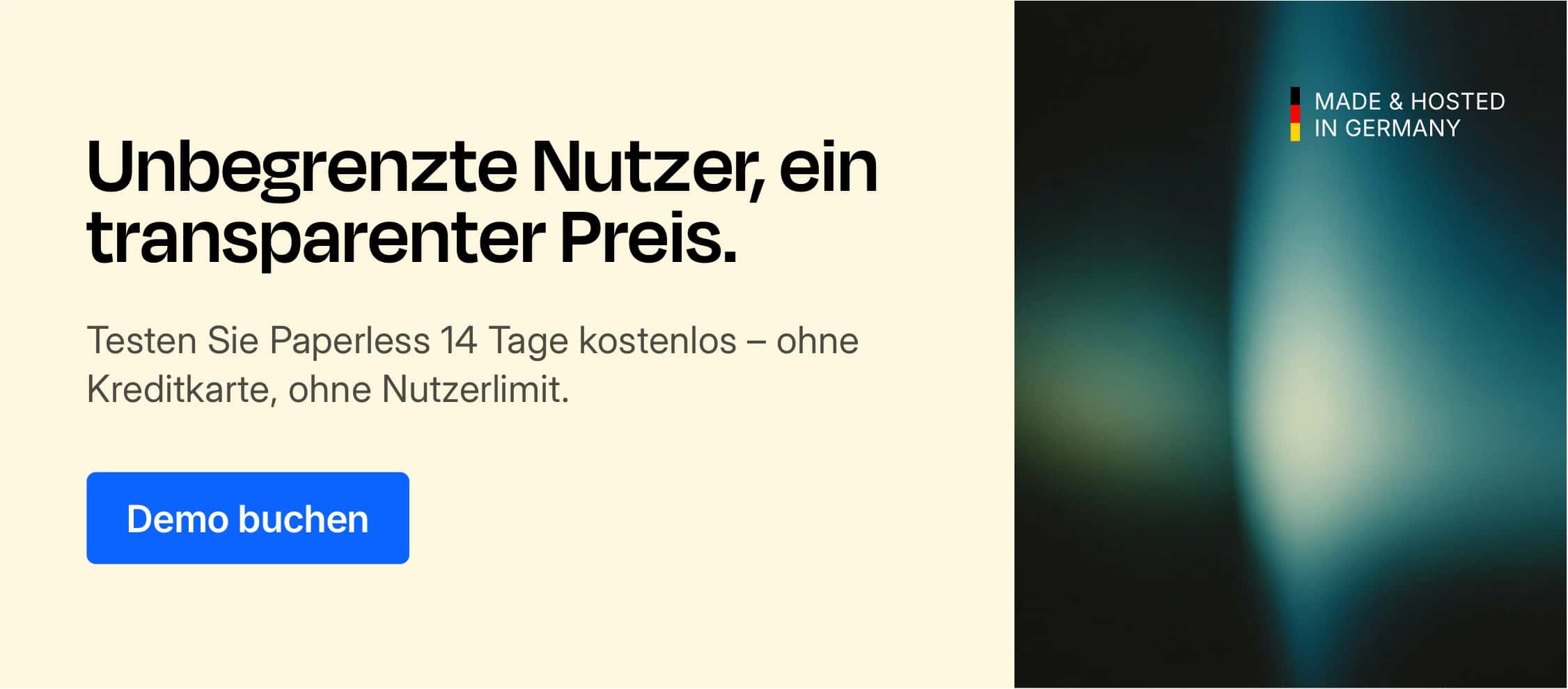 CTA: Unbegrenzte Nutzer, ein transparenter Preis – Demo buchen