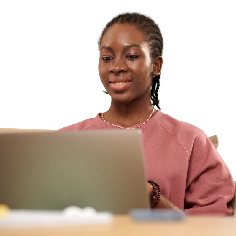 Student working on a laptop