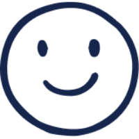 Blue shield outline with a checkmark inside symbolizing security or protection.