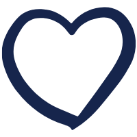Outline of a dark blue heart shape with a slightly uneven stroke on a white background.