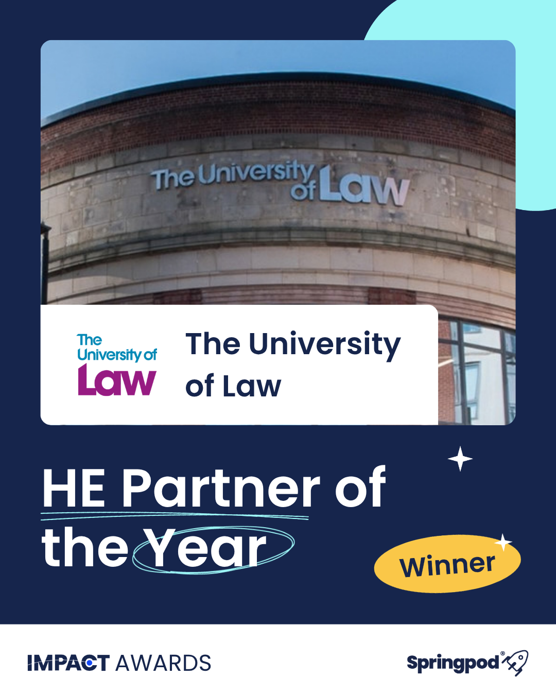Impact Awards 2026. The University of Law, HE Partner of the Year winner