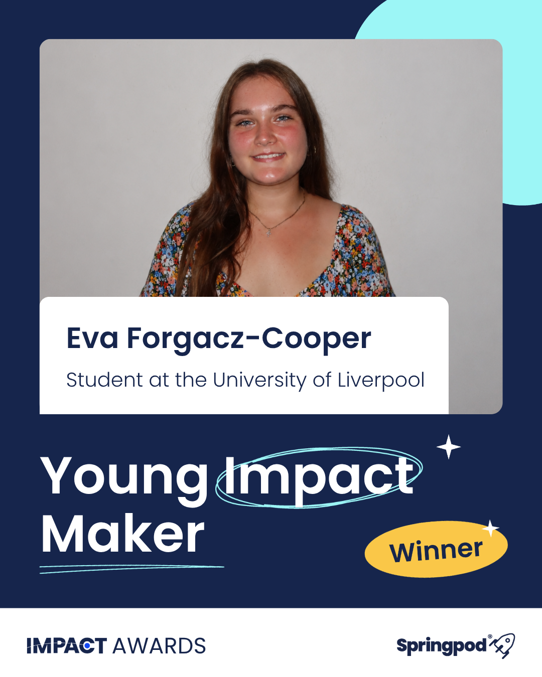 Impact Awards 2026. Eva Forgacz-Cooper, Young Impact Maker winner