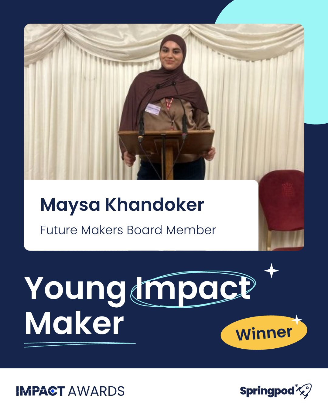 Impact Awards 2026. Maysa Khandoker, Young Impact Maker winner