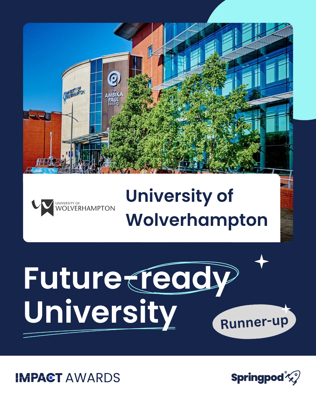 Impact Awards 2026. University of Wolverhampton, Future-ready University runner-up