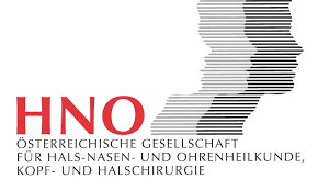 Logo der Österreichischen Gesellschaft für Hals-Nasen- und Ohrenheilkunde, Kopf- und Halschirurgie mit stilisierten Profilen in Linienform.