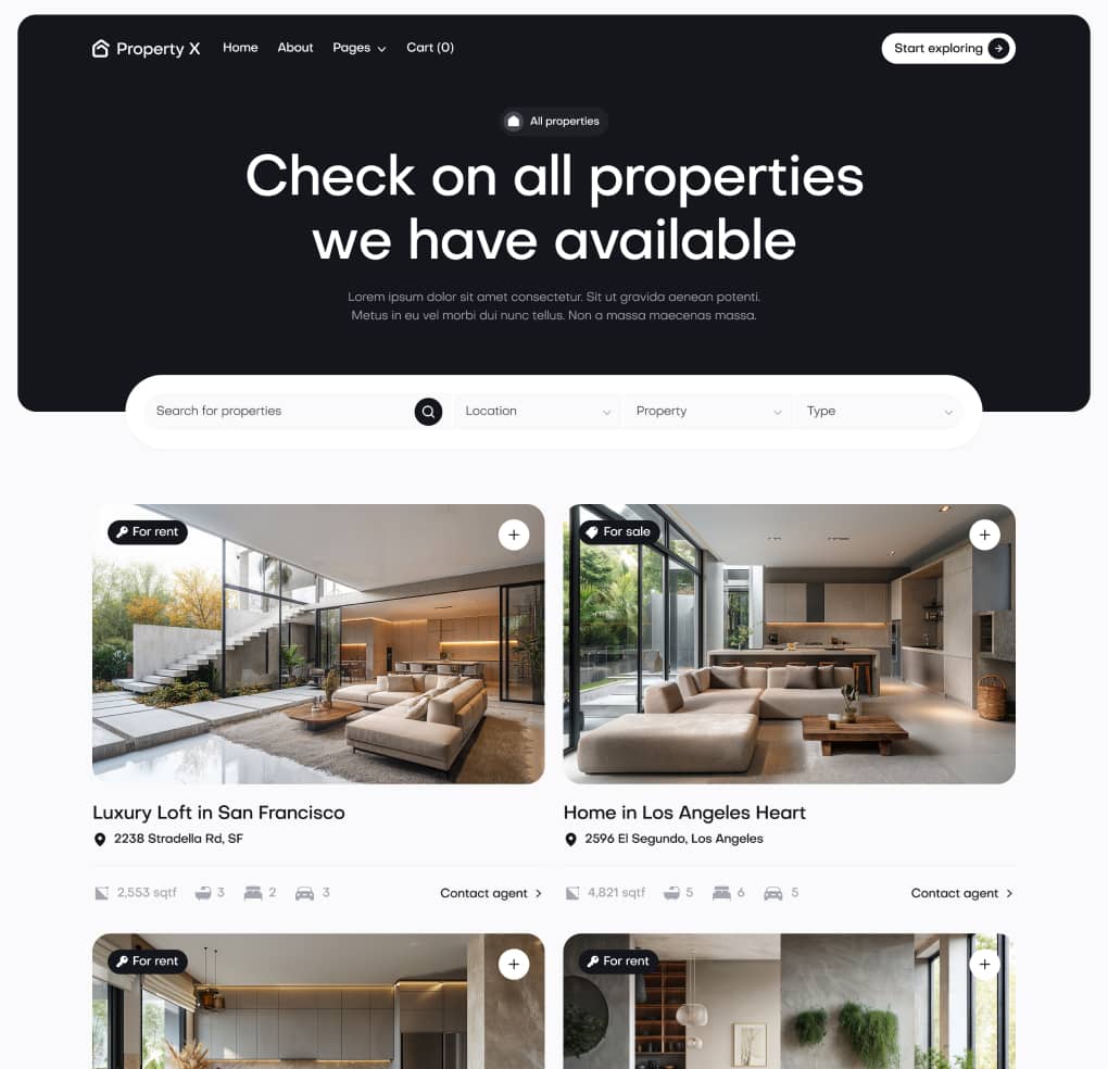 Property X - Properties Page - Real Estate Webflow Template